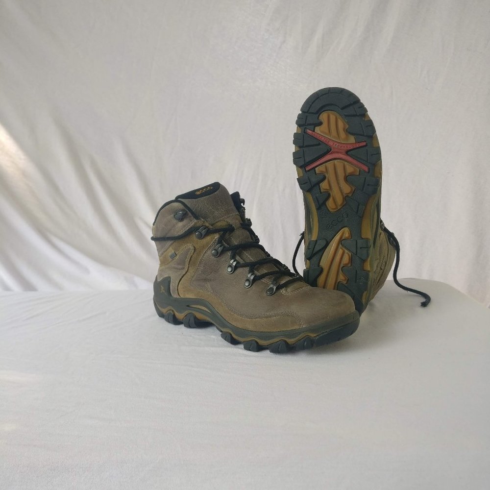 ECCO Dhaka Mid GTX brown leather hiking boot Waterproof Moisture wicking 41/m8us